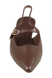 Product shot of the Candor Leather Heel in colour Chocleath, detail
