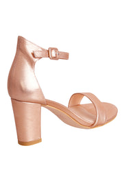 Product shot of the Gessie Heel in colour RoseGold (Metallics), from the back