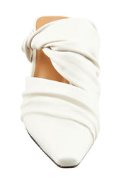 Product shot of the Merly Leather Mule Heel in colour White (White), detail