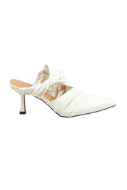 Product shot of the Merly Leather Mule Heel in colour White (White), from the front