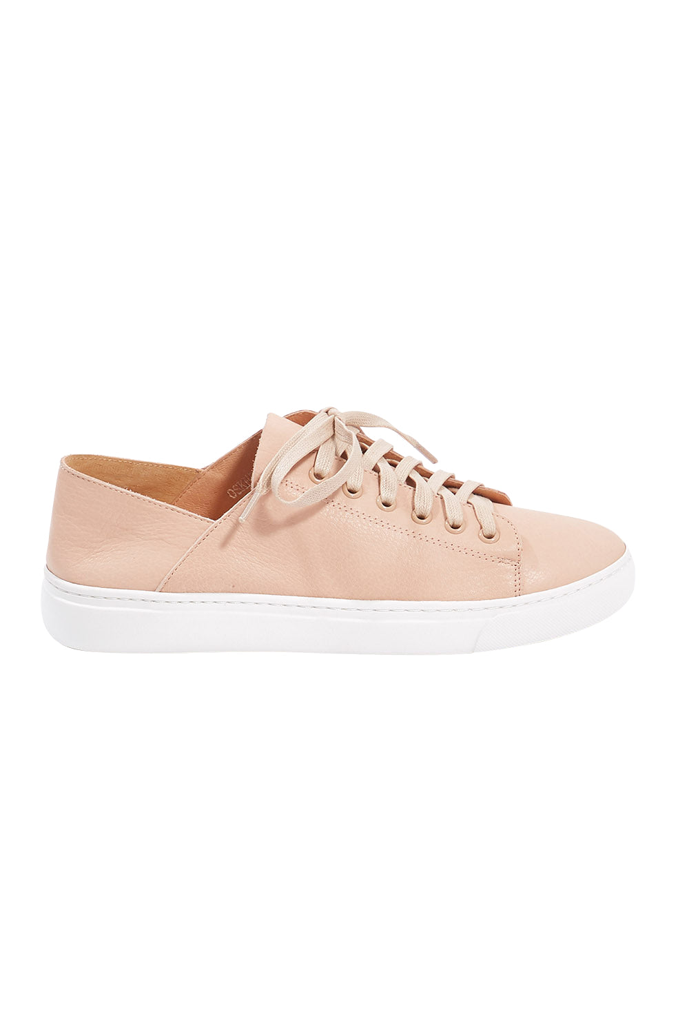 Product shot of the Oskher Leather Sneaker in colour DarkNude (Pink), from the front