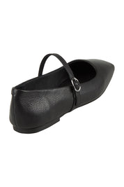 Product shot of the Tokena Leather Flat in colour Blackleath (Black), from the back