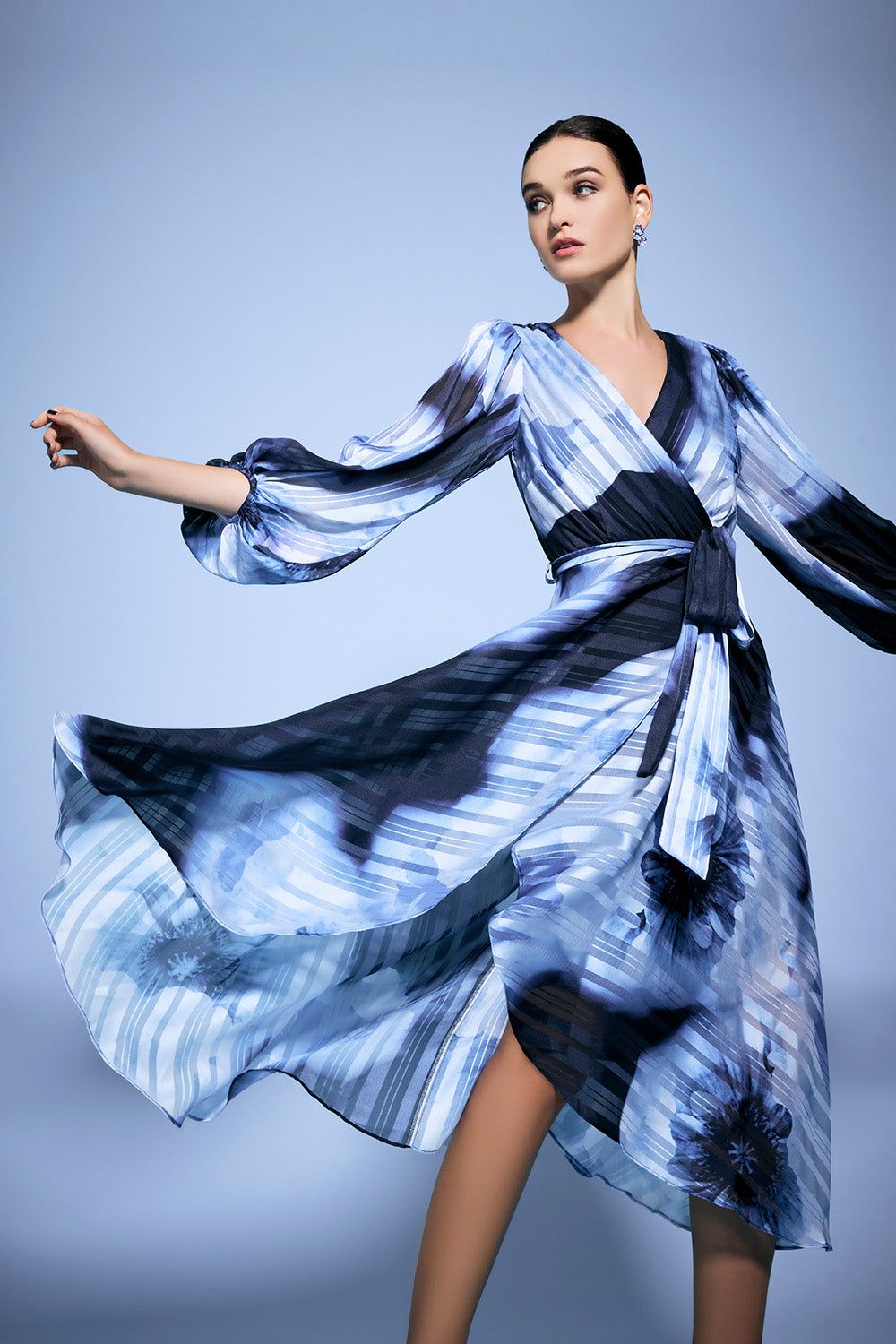 Montique Women's Salina Printed Maxi Dress in Navy Sky – birdsnest