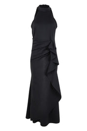 Product shot of the Sebastian Halter Gown in colour Black (Black), from the front