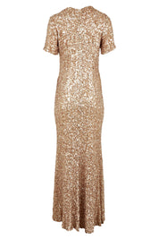 Product shot of the Colette Sequin Gown in colour Mink, from the back