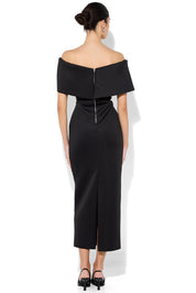 A model wearing the Finlay Cocktail Dress in colour Black (Black), from the back