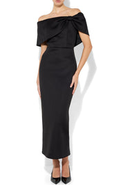 A model wearing the Finlay Cocktail Dress in colour Black (Black), from the front, cropped image