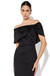 A model wearing the Finlay Cocktail Dress in colour Black (Black), from the front, cropped image