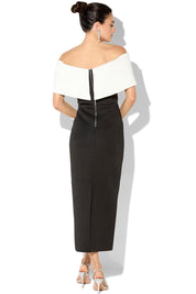 A model wearing the Finlay Cocktail Dress in colour Blackwhite (Black), from the back