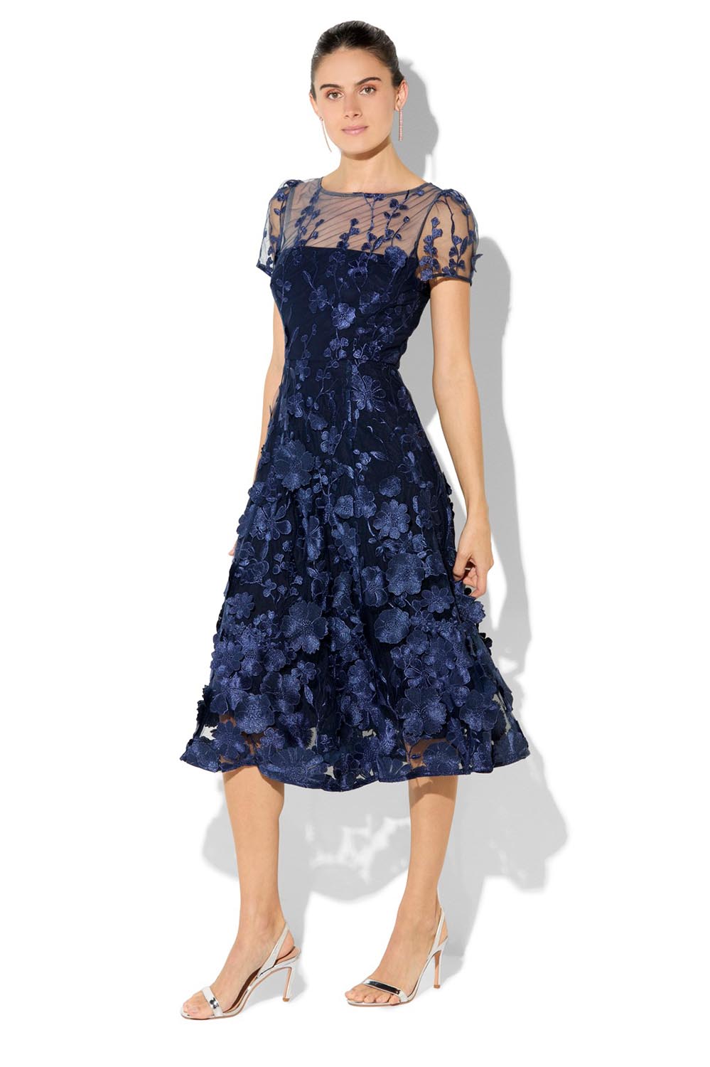 Montique Women's Calf Length Dresses Blue Embellished Women's Fashion ...