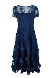 Product shot of the Reece Embroidered Cocktail Dress in colour Navy (Blue), from the front