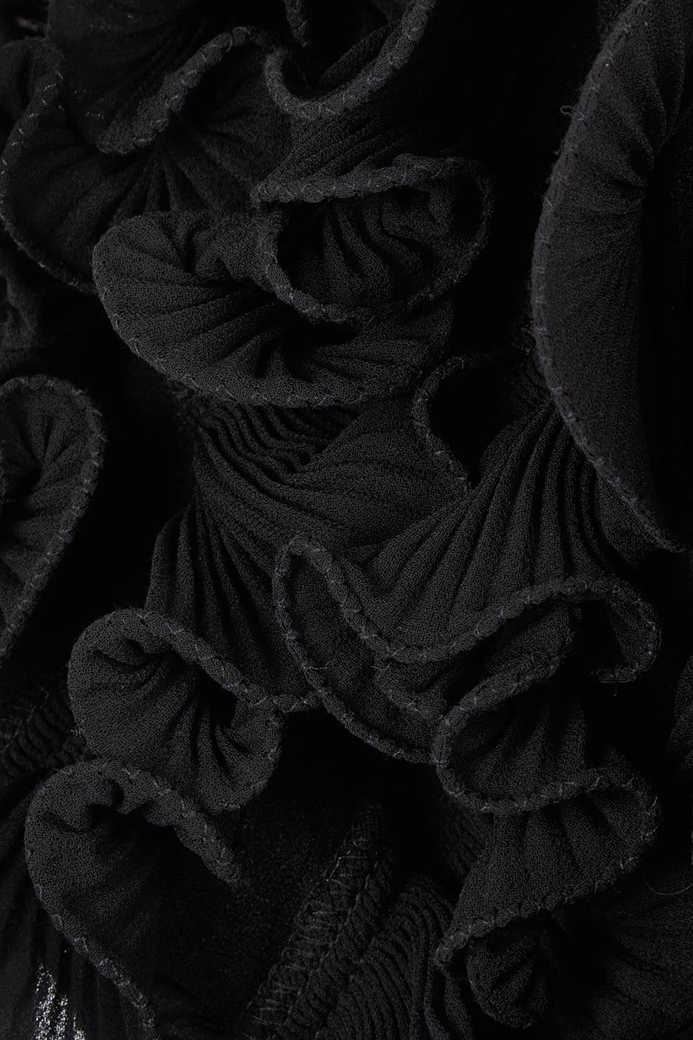 Product shot of the Diana Ruffle Sleeve Gown in colour Black (Black), detail