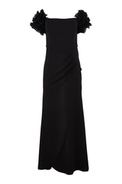 Product shot of the Diana Ruffle Sleeve Gown in colour Black (Black), from the front