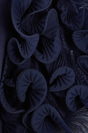 Product shot of the Diana Ruffle Sleeve Gown in colour Navy (Blue), detail