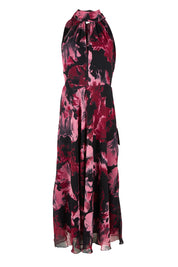 Product shot of the Imogen Merlot Floral Midi Dress in colour Merlot (Red), from the front