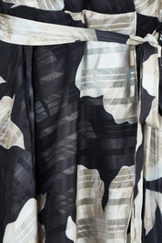 Product shot of the Soraya Printed Maxi Dress in colour Blackprint (Black), detail