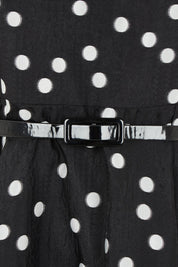 Product shot of the Ascot Dot Dress in colour Blkwhtdot (Black), detail