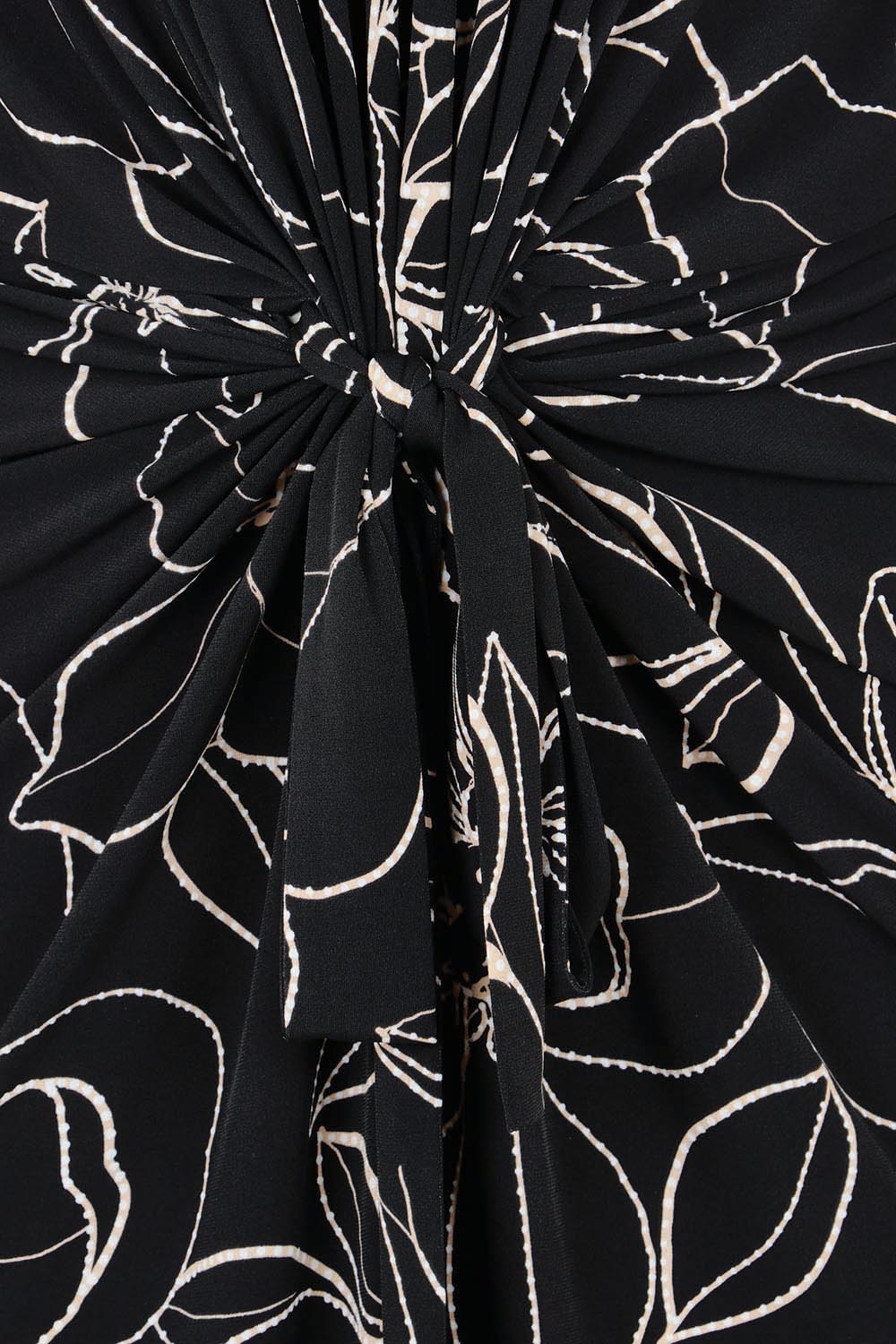 Product shot of The Printed Nadine Dress in colour Magnolia (Black), detail