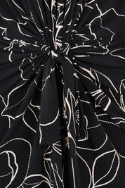 Product shot of The Printed Nadine Dress in colour Magnolia (Black), detail
