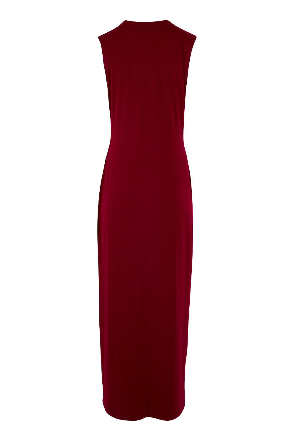Product shot of the Elisha Dress in colour Flamenco (Red), from the back