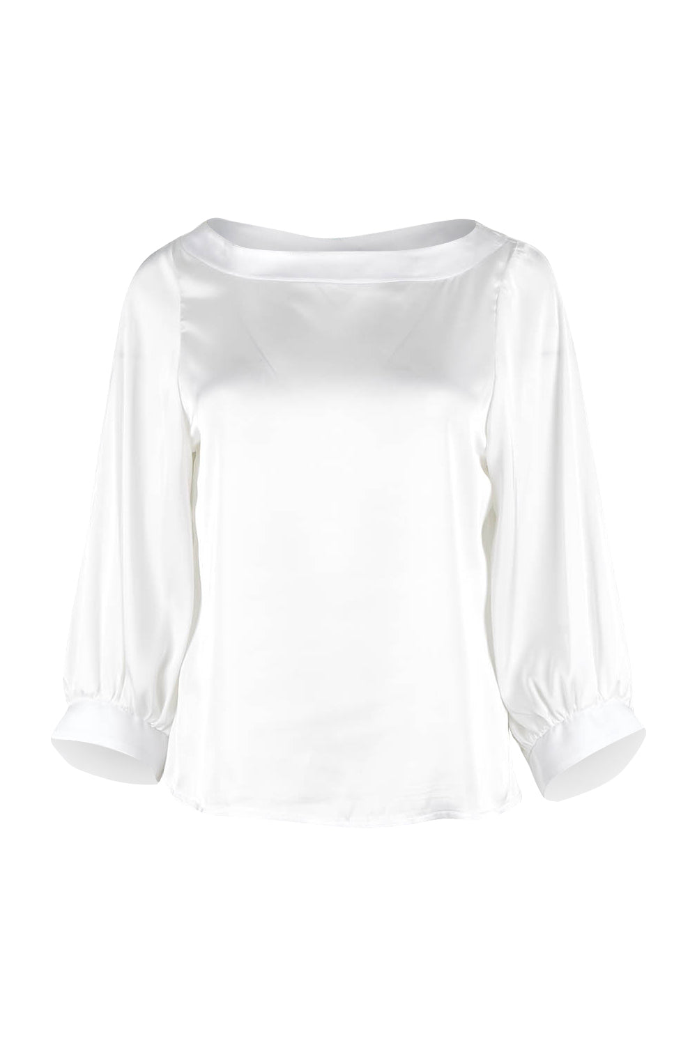 Product shot of the Tia Blouse in colour Ivory (White), from the front
