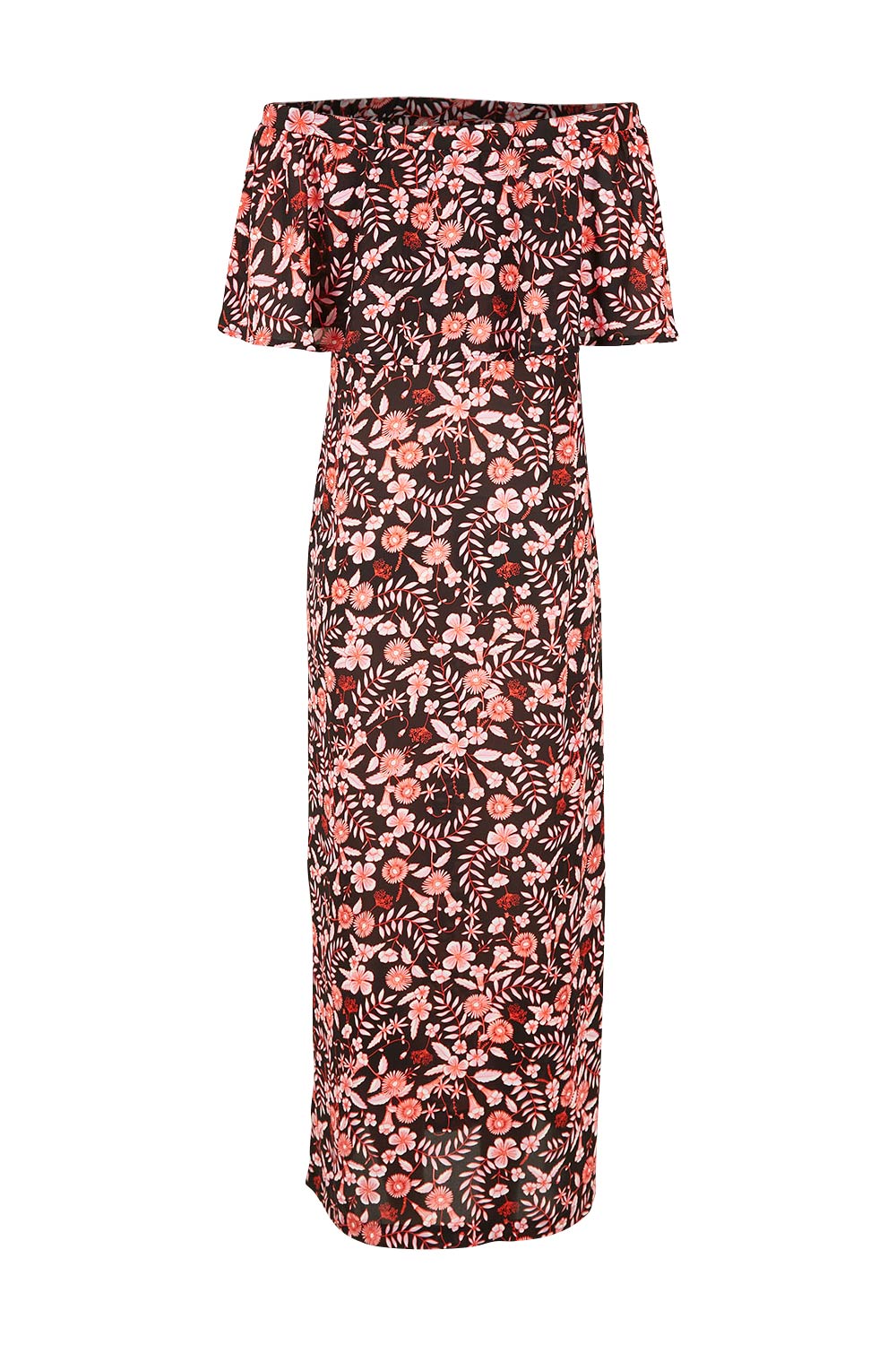 Product shot of The Printed Isabel Dress in colour Summertime (Black), from the back