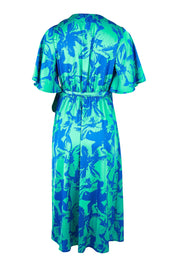 Product shot of the Alanah Wrap Dress in colour Bahamas (Green), from the back