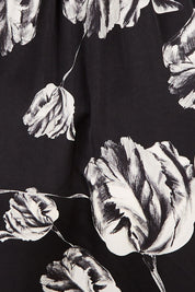Product shot of the Alanah Wrap Dress in colour Tulips (Black), detail