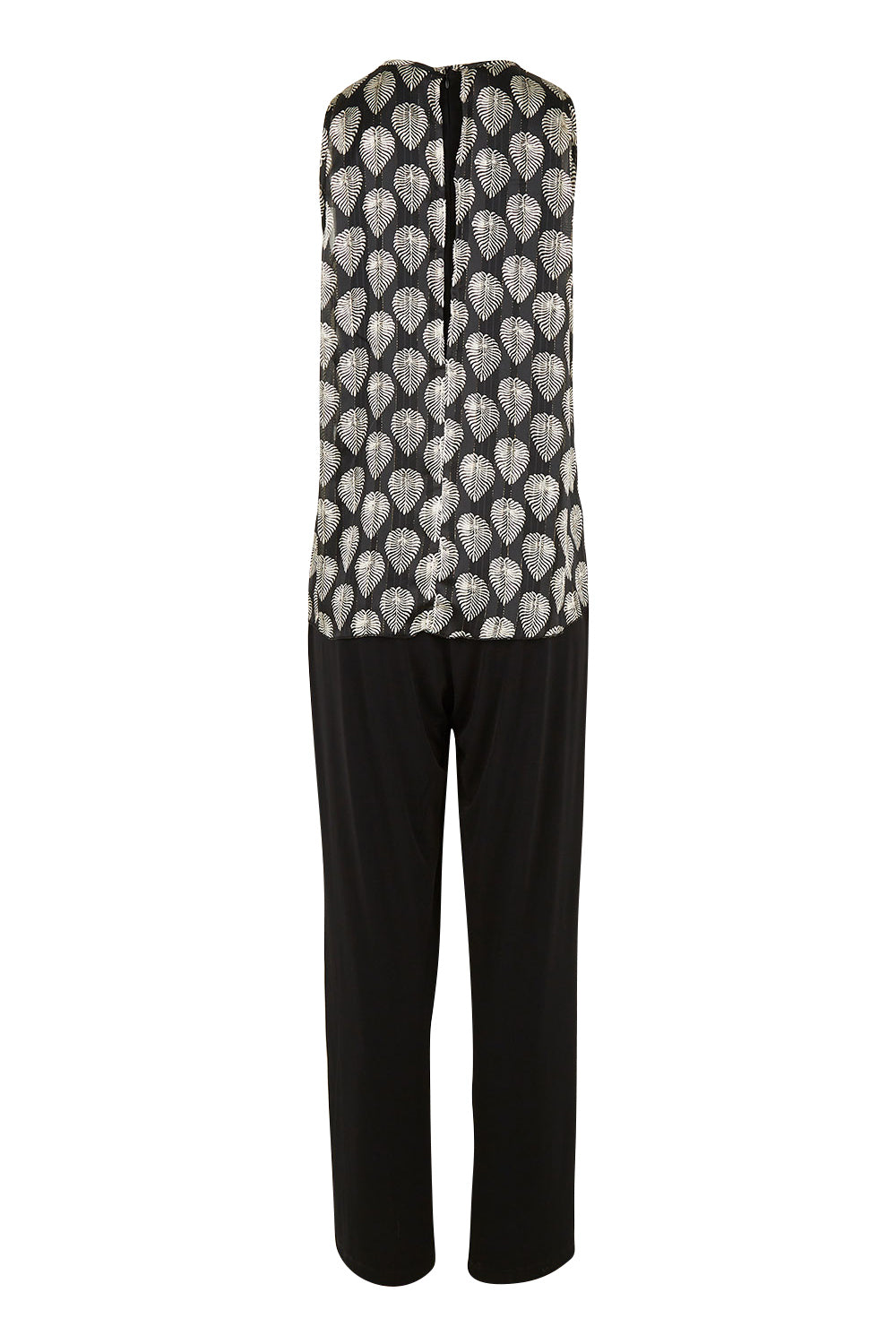 Product shot of the Olivia Jumpsuit in colour Leaf (Black), from the back