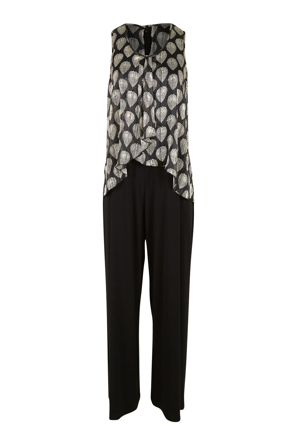 Product shot of the Olivia Jumpsuit in colour Leaf (Black), from the front
