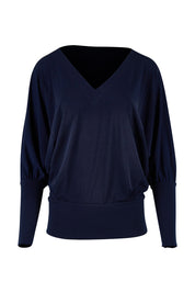 Product shot of the Kelly Blouse in colour Navy (Blue), from the front