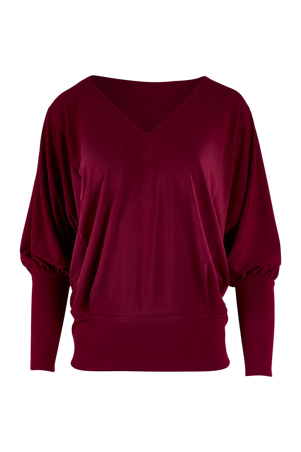 Product shot of the Kelly Blouse in colour Port (Red), from the front