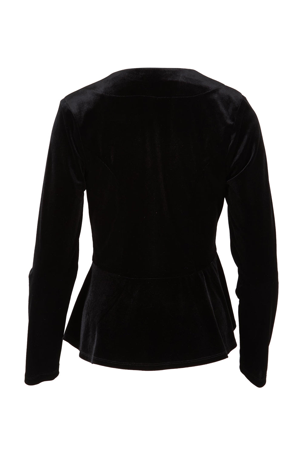 Product shot of the Dawn Velvet Jacket in colour Black (Black), from the back