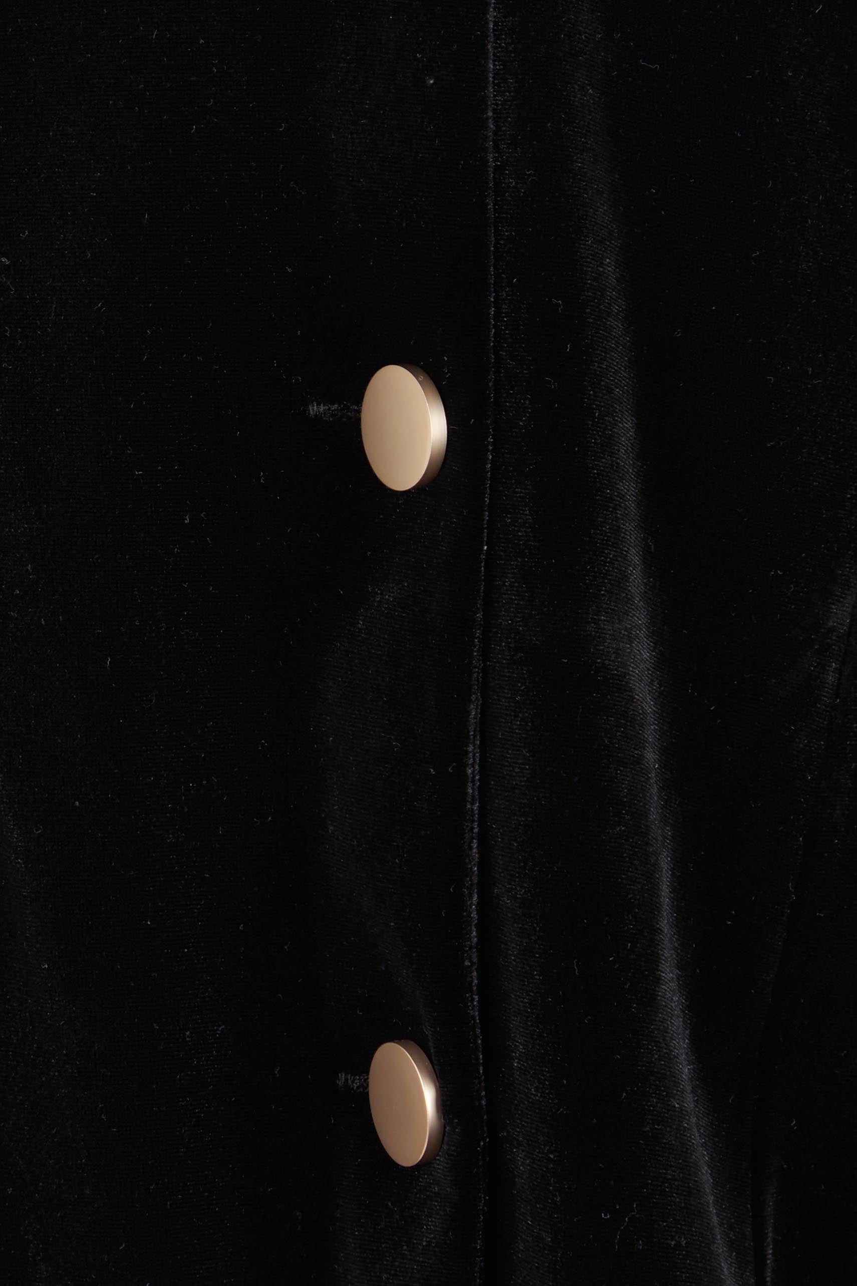 Product shot of the Dawn Velvet Jacket in colour Black (Black), detail