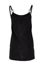 Product shot of the Donna Glamorous Top in colour Midnight (Black), from the back