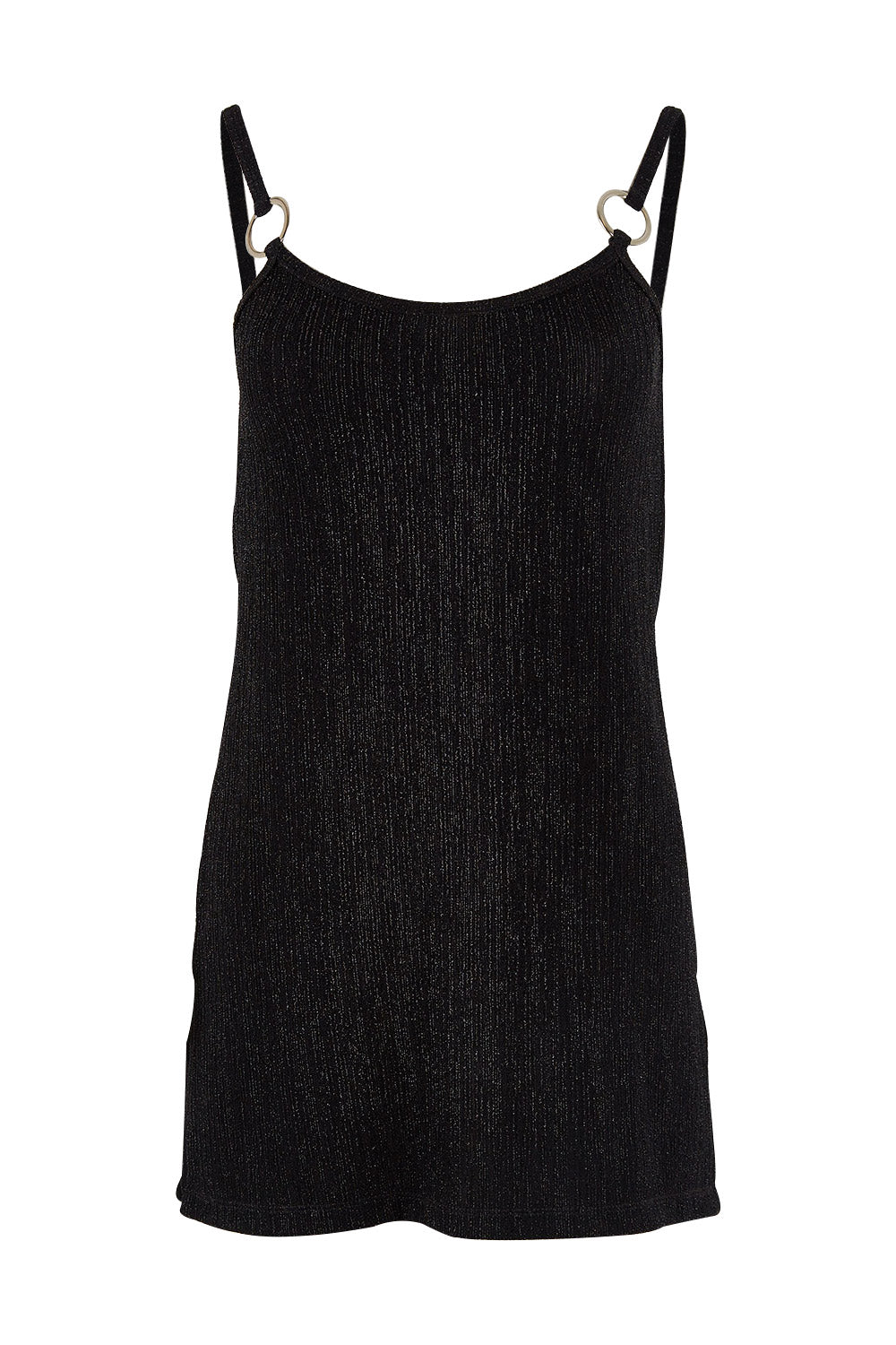 Product shot of the Donna Glamorous Top in colour Midnight (Black), from the front