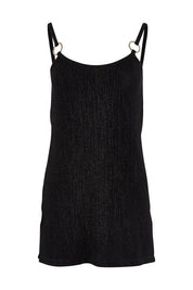 Product shot of the Donna Glamorous Top in colour Midnight (Black), from the front