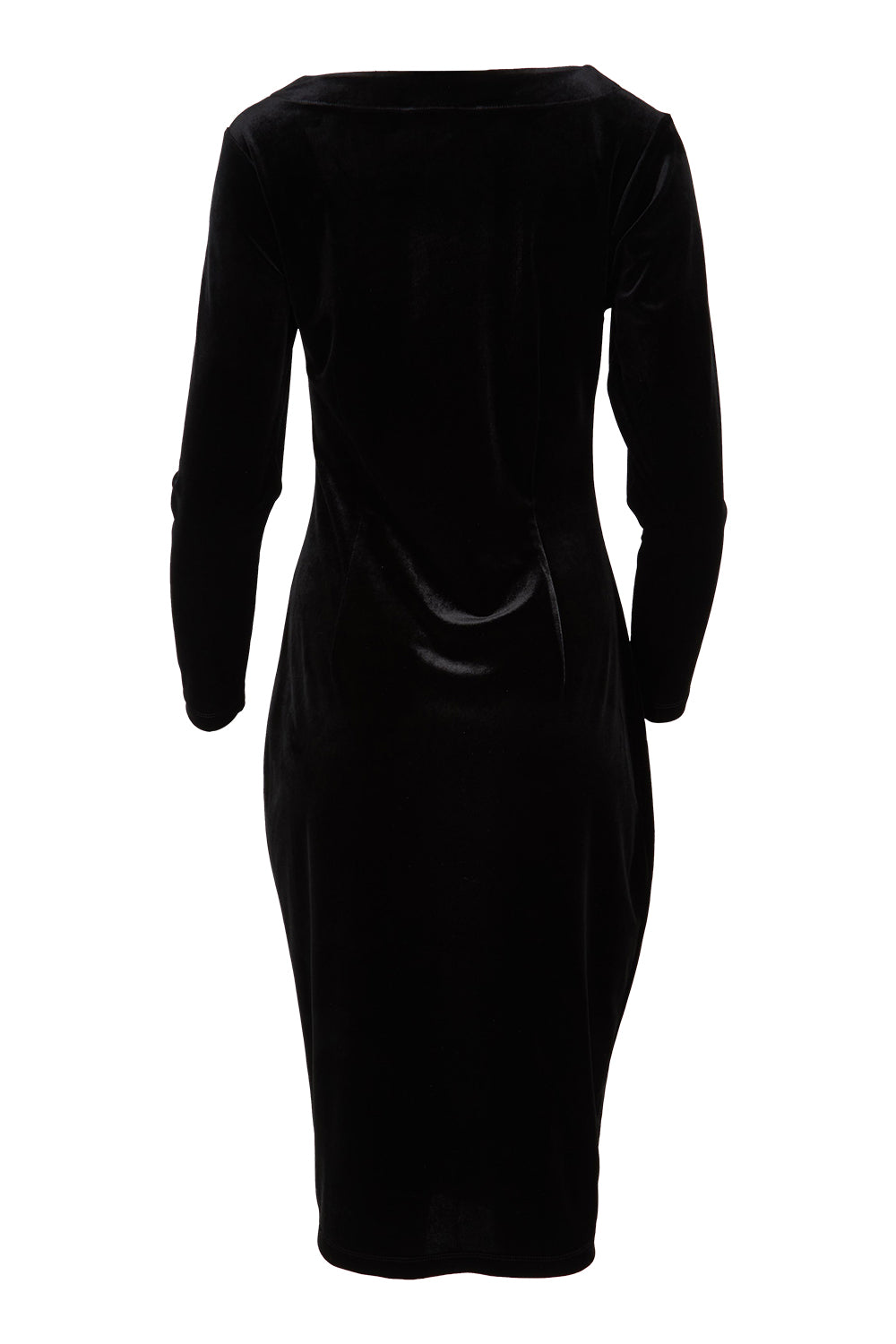 Product shot of the Diana Velvet Dress in colour Black (Black), from the back