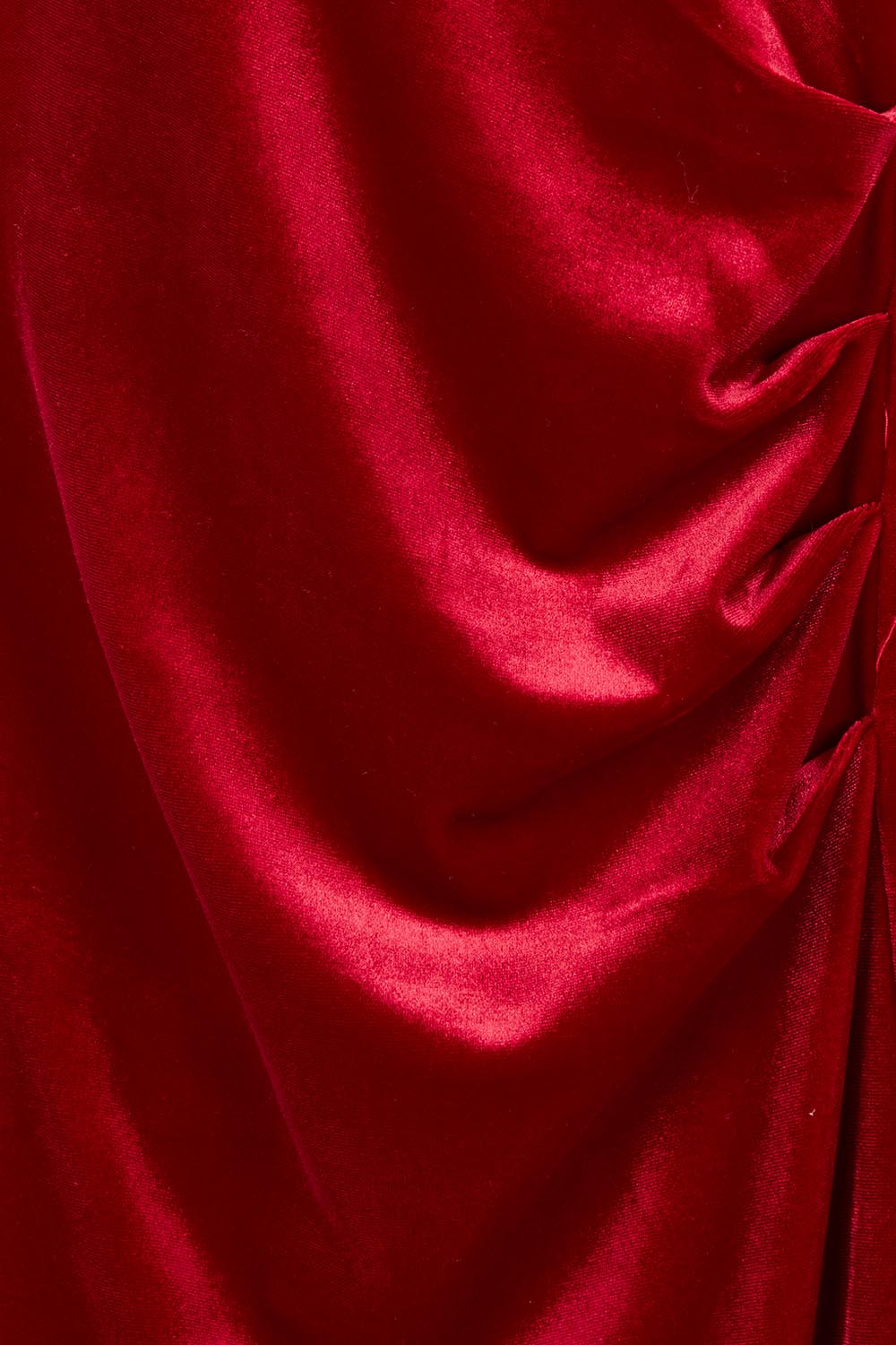 Product shot of the Diana Velvet Dress in colour Garnet (Red), detail