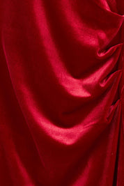 Product shot of the Diana Velvet Dress in colour Garnet (Red), detail