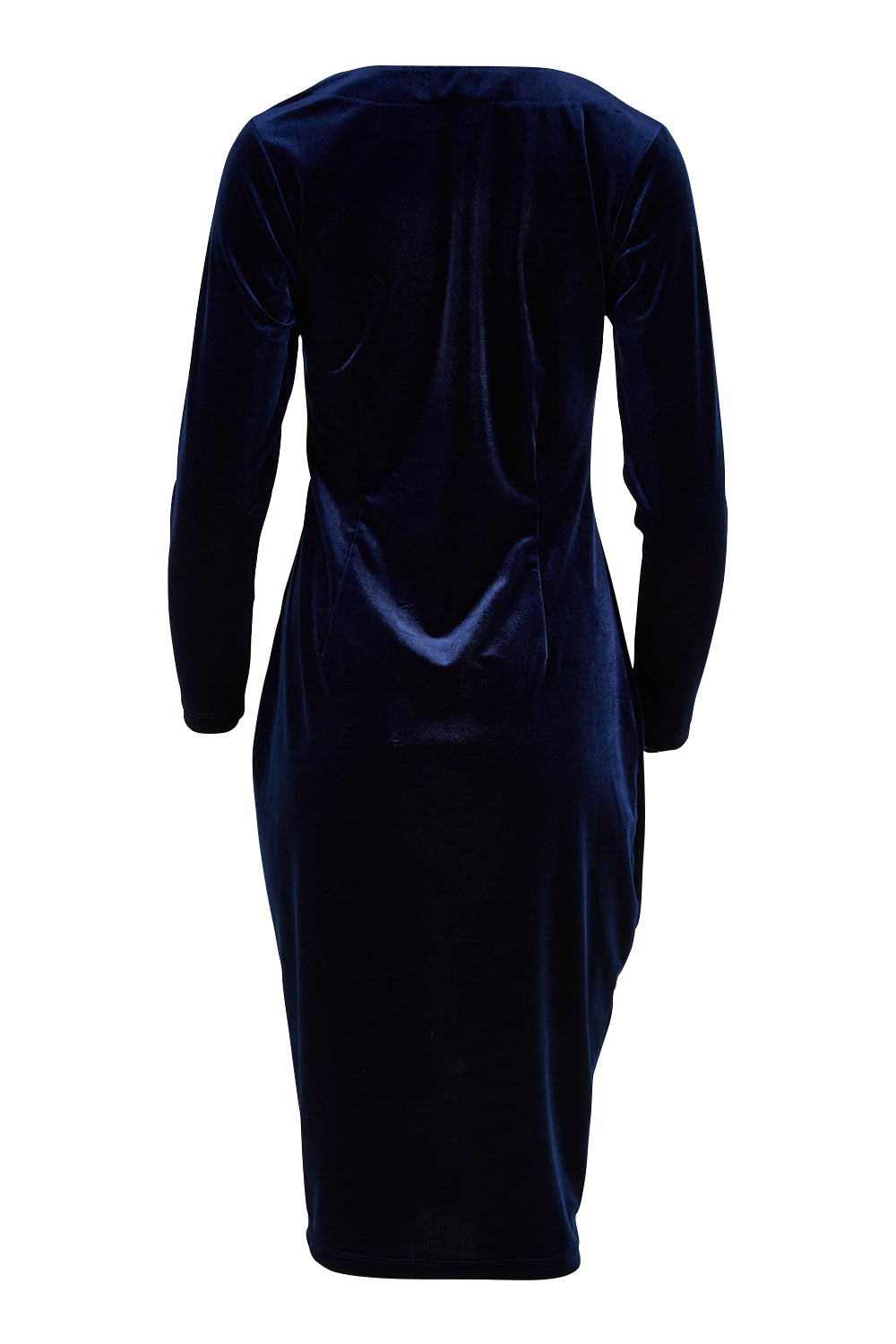 Product shot of the Diana Velvet Dress in colour Moonlight (Blue), from the back