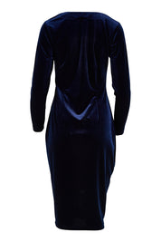 Product shot of the Diana Velvet Dress in colour Moonlight (Blue), from the back