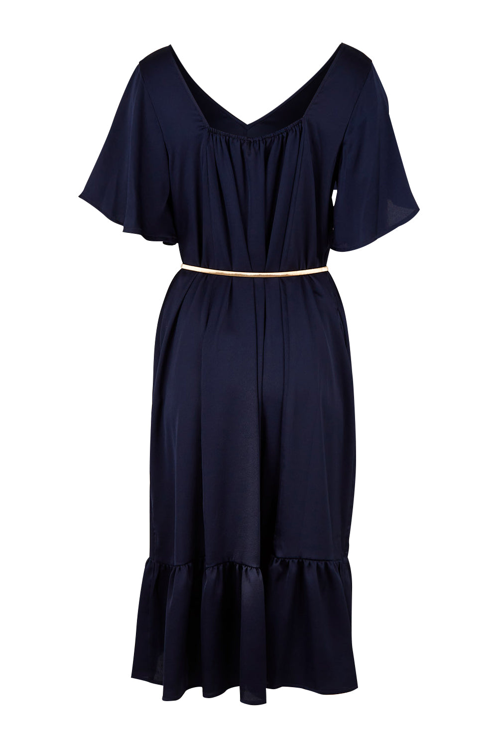 Product shot of the Mary Dress in colour Navy (Blue), from the back