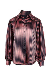 Product shot of the Heather Shirt in colour Navypink (Blue), from the front