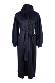 Product shot of the Jeanette Shirt Dress in colour Navy (Blue), from the front