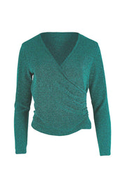 Product shot of the Charlotte Top in colour Jade (Green), from the front