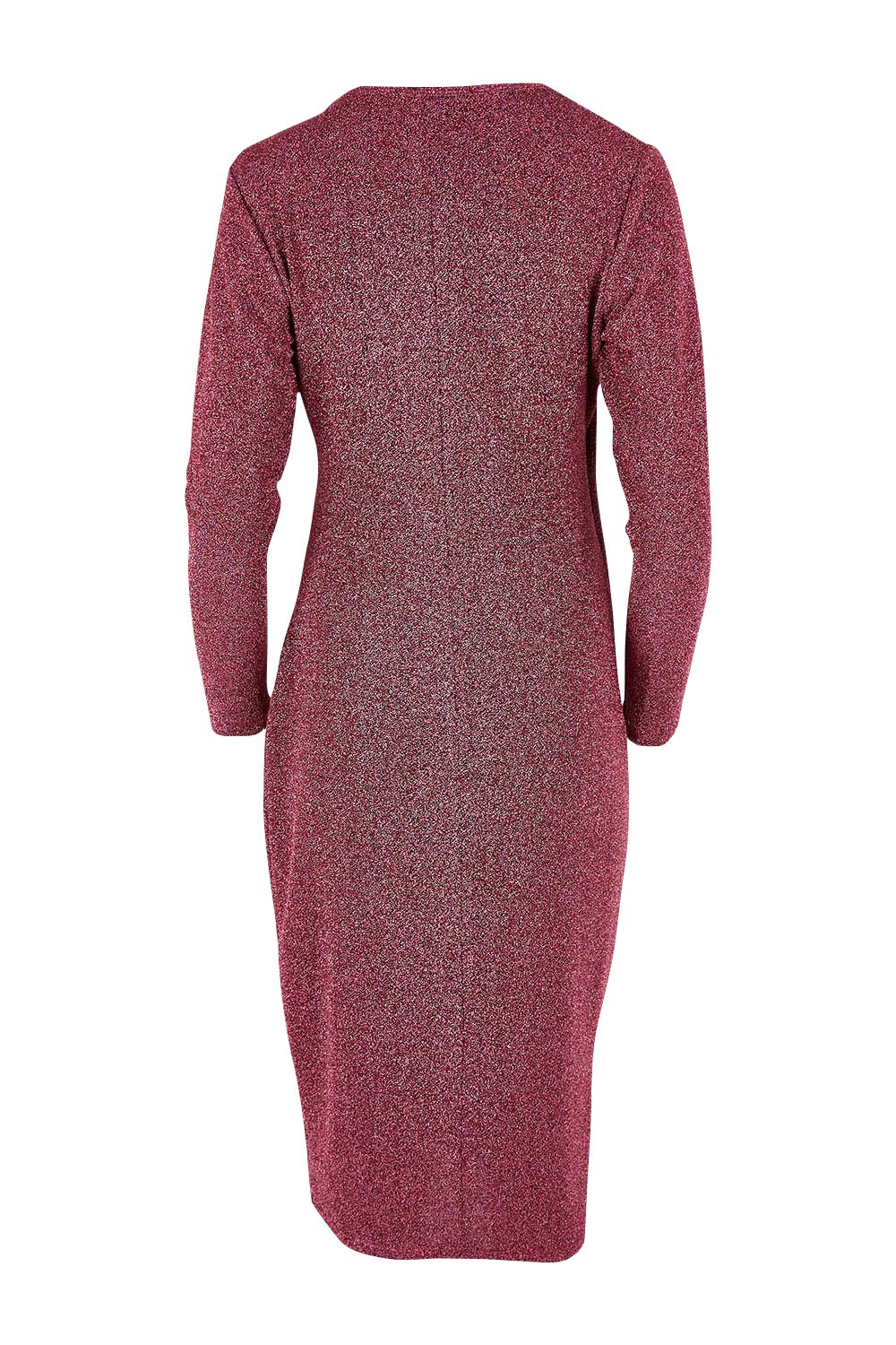 Product shot of the Charleen Dress in colour Berry (Pink), from the back