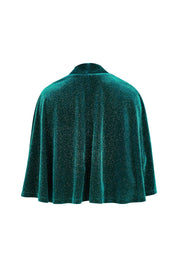 Product shot of the Lynette Velvet Cape in colour Jade (Green), from the back