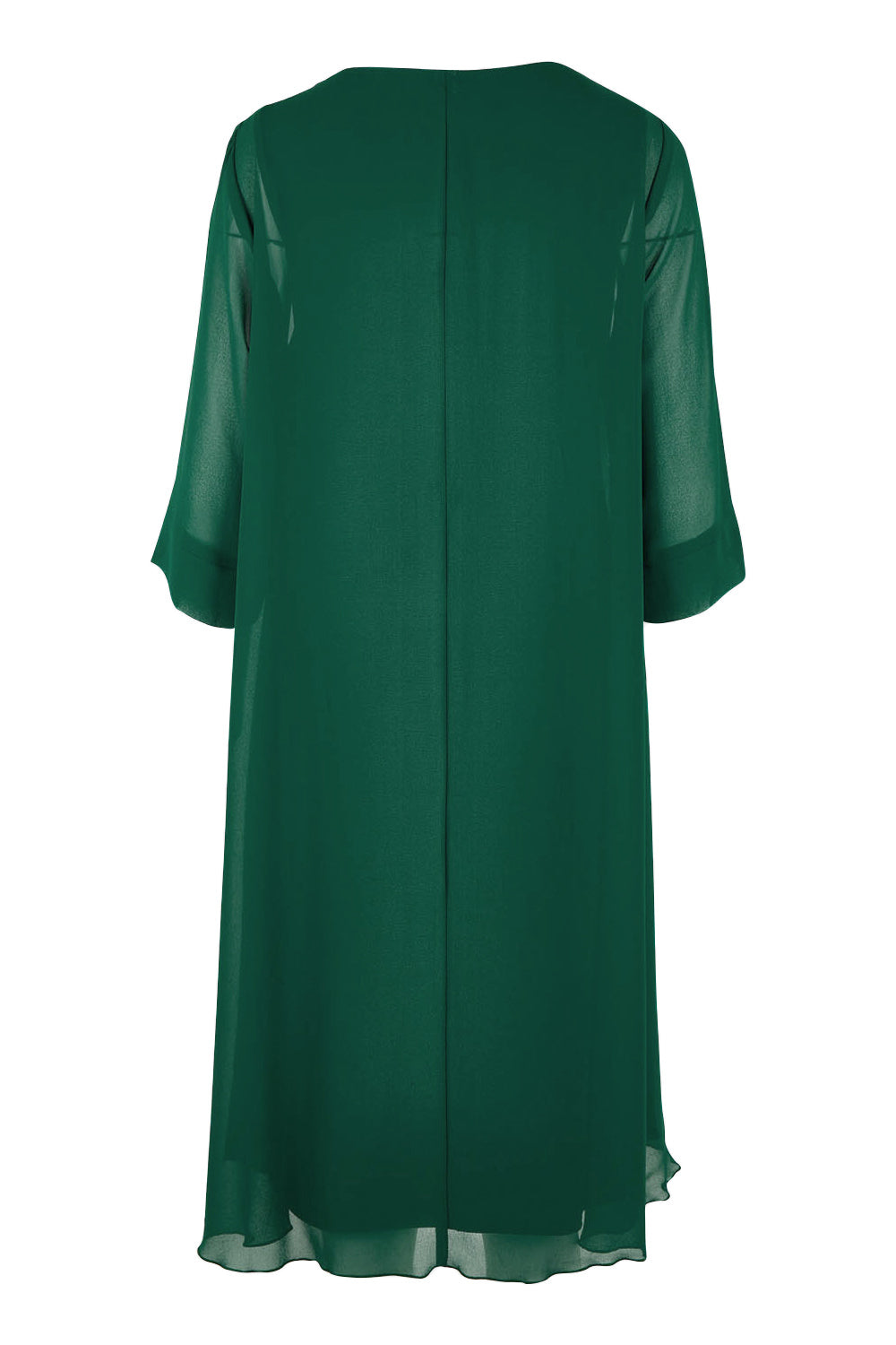 Product shot of the Bethany Dress in colour Pine (Green), from the back