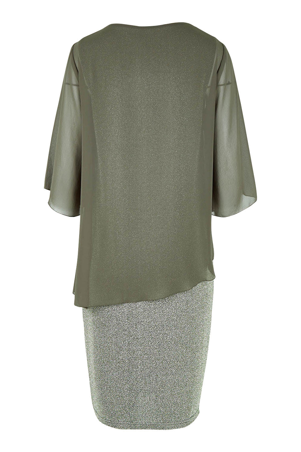 Product shot of the Bridgette Dress in colour Khakisilv (Green), from the back